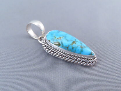 Slim Kingman Turquoise Pendant in Sterling Silver