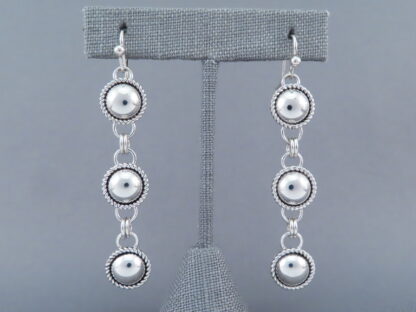 Dangling ‘3-Tier’ Sterling Silver Earrings by Artie Yellowhorse