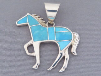 Turquoise Inlay Horse Pendant – Larger
