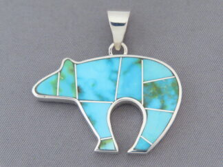 Turquoise BEAR Pendant with Sonoran Gold Turquoise by Native American jewelry artist, Pete Chee $365- FOR SALE