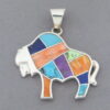 Inlaid Multi-Color Bison Pendant