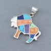 Inlaid Multi-Color Bison Pendant