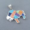 Inlaid Multi-Color Bison Pendant