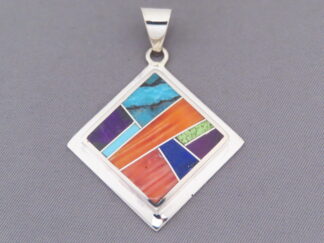 Inlaid Multi-Color Pendant (Diamond-Shaped)