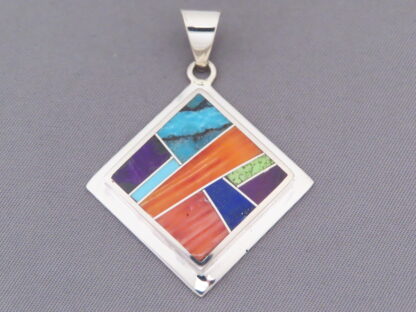 Inlaid Multi-Color Pendant (Diamond-Shaped)