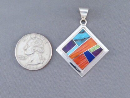Inlaid Multi-Color Pendant (Diamond-Shaped)