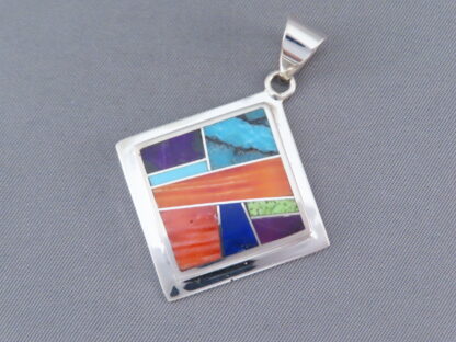 Inlaid Multi-Color Pendant (Diamond-Shaped)
