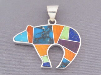 Inlaid Multi-Color Bear Pendant