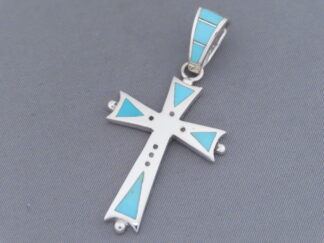 Blue Turquoise Inlay Cross Pendant