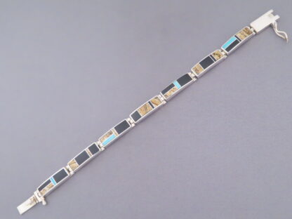 Multi-Stone Inlay Link Bracelet featuring Turquoise