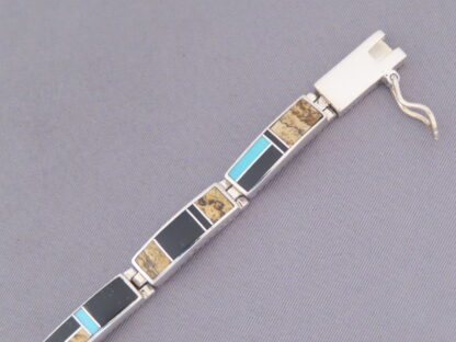 Multi-Stone Inlay Link Bracelet featuring Turquoise