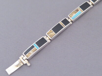 Multi-Stone Inlay Link Bracelet featuring Turquoise
