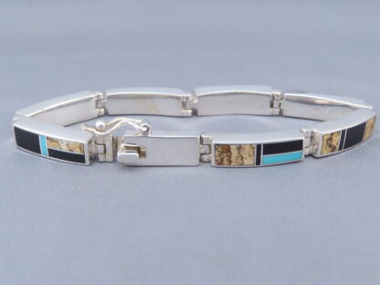 Multi-Stone Inlay Link Bracelet featuring Turquoise