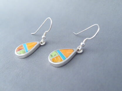 Colorful Multi-Stone Inlay ‘Teardrop’ Earrings