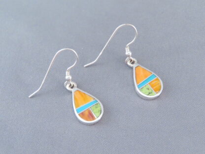 Colorful Multi-Stone Inlay ‘Teardrop’ Earrings