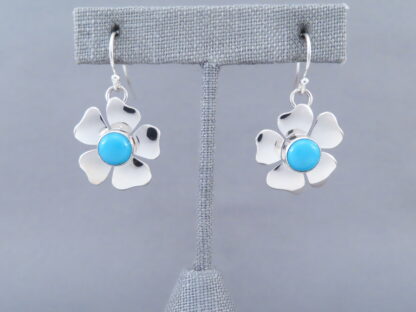 Flower Earrings with Sleeping Beauty Turquoise by Artie Yellowhorse