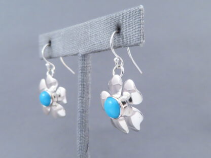 Flower Earrings with Sleeping Beauty Turquoise by Artie Yellowhorse