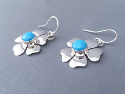 Flower Earrings with Sleeping Beauty Turquoise by Artie Yellowhorse