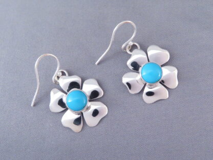 Flower Earrings with Sleeping Beauty Turquoise by Artie Yellowhorse