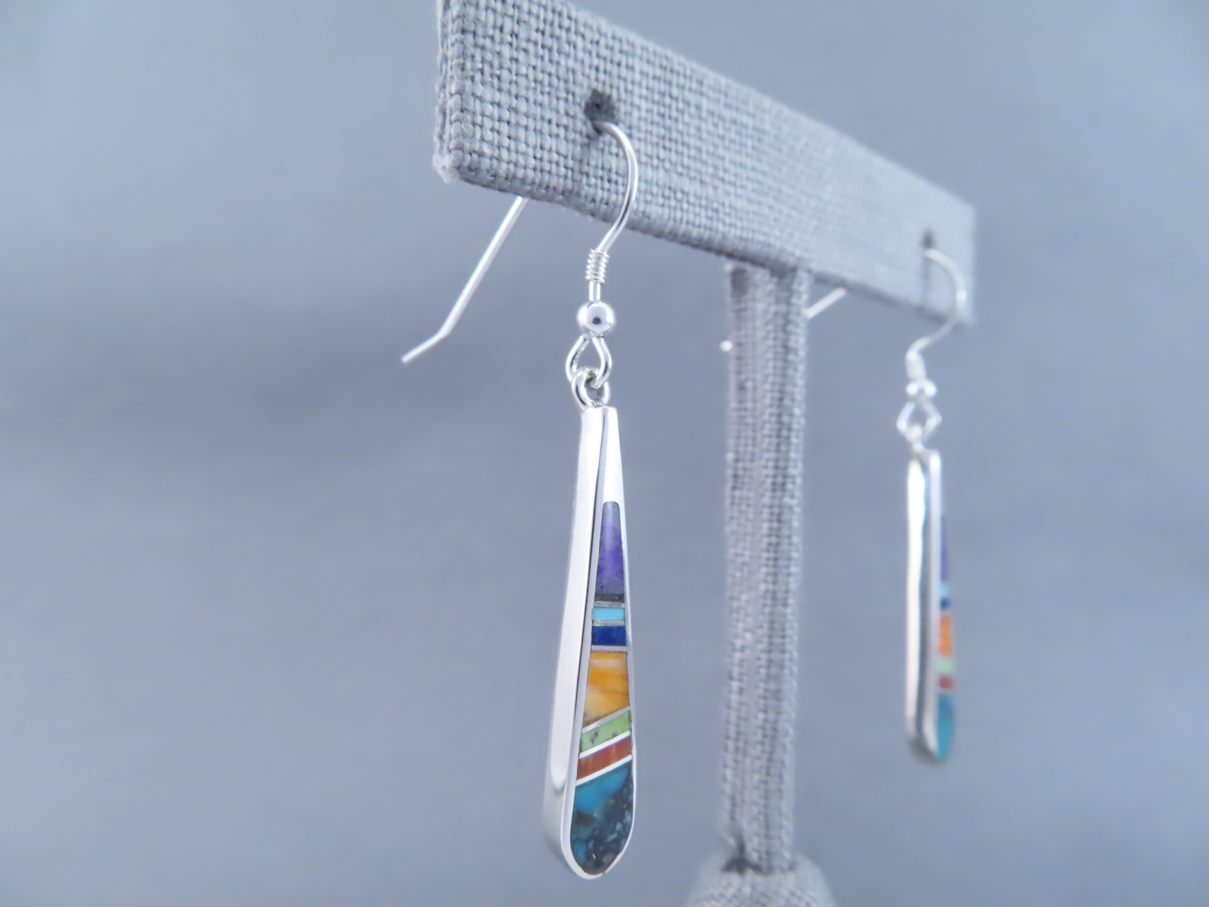 Inlaid Multi-Color Earrings – Long Dangling & Fun