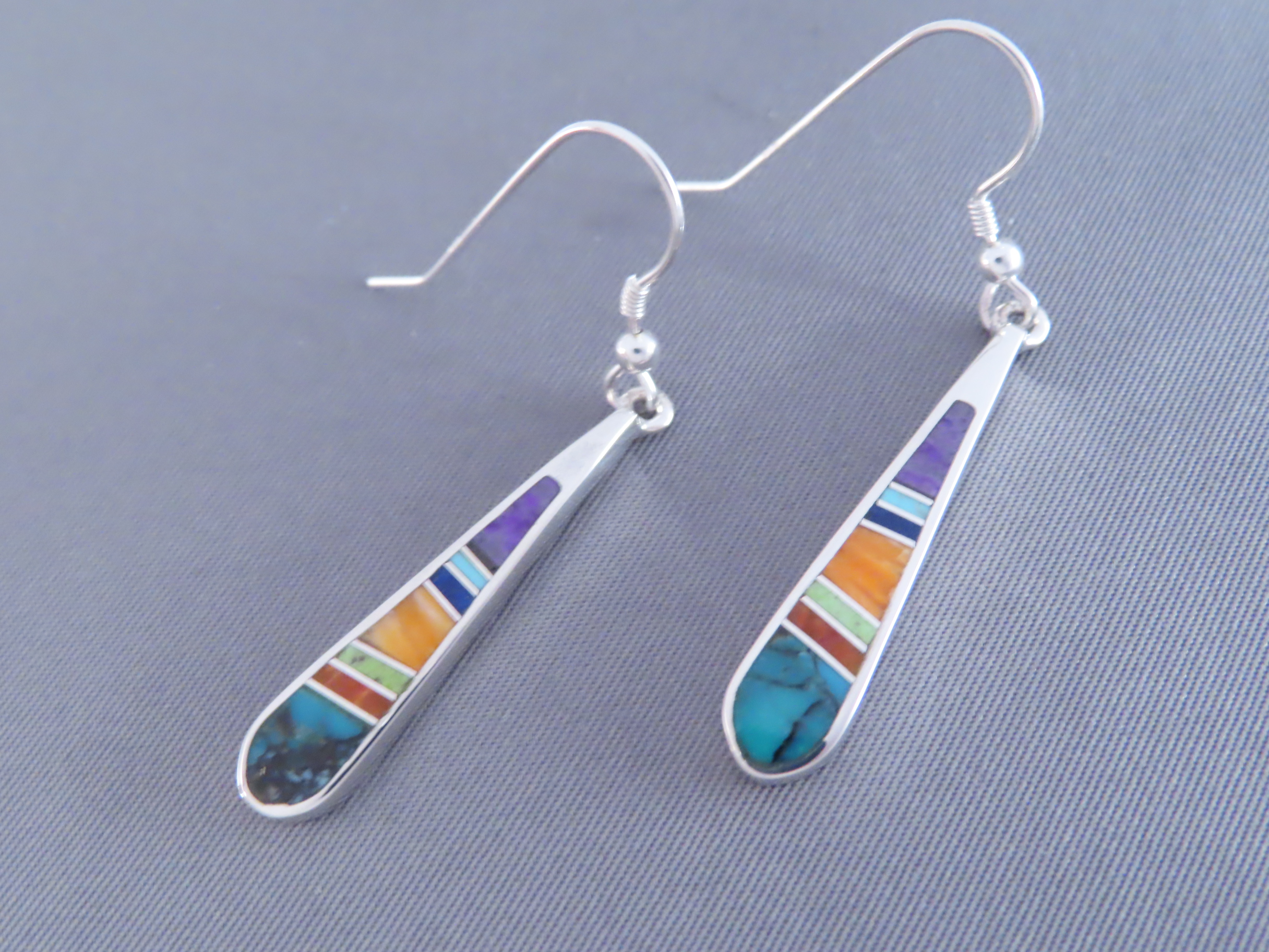Inlaid Multi-Color Earrings – Long Dangling & Fun