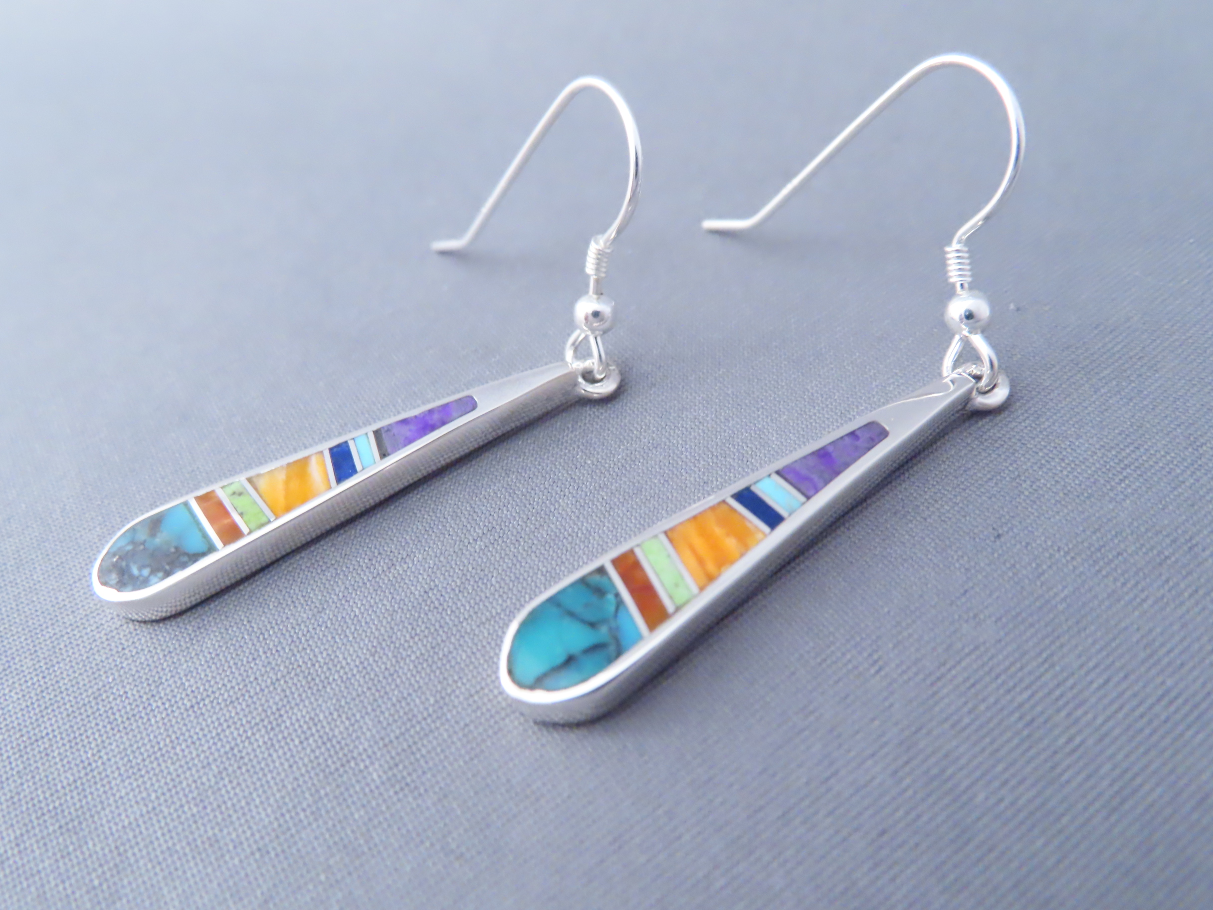 Inlaid Multi-Color Earrings – Long Dangling & Fun