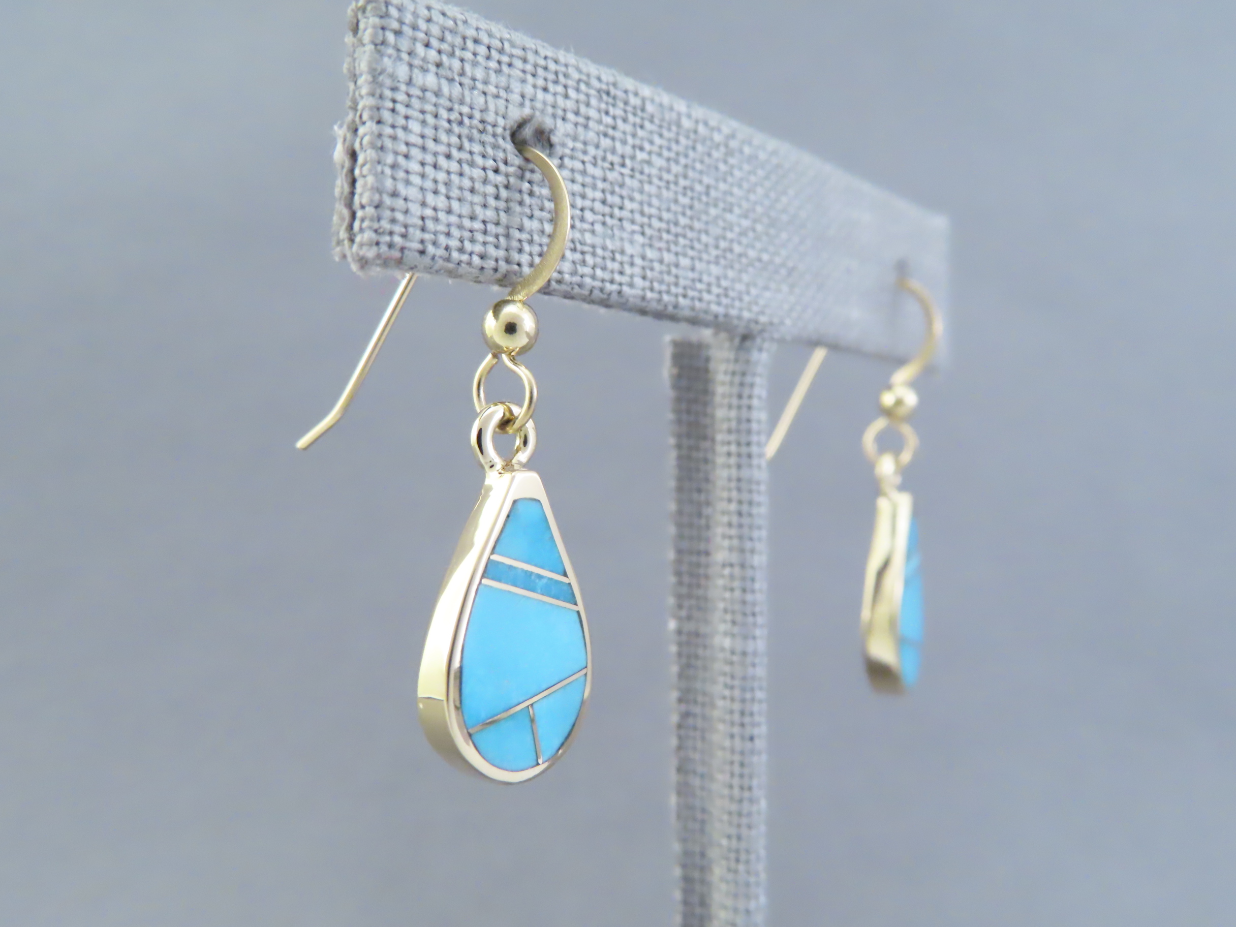Gold & Turquoise Inlay Earrings