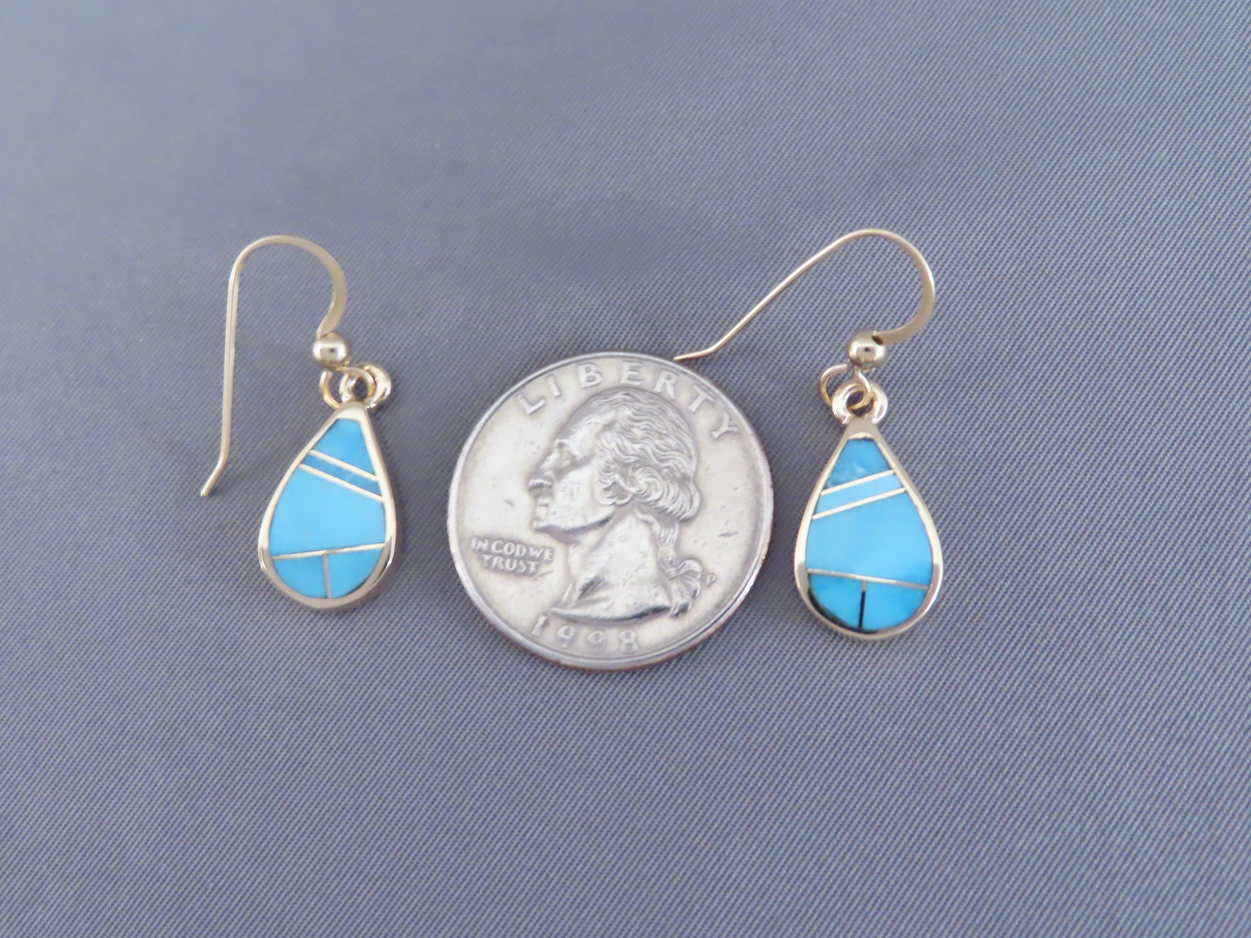 Gold & Turquoise Inlay Earrings