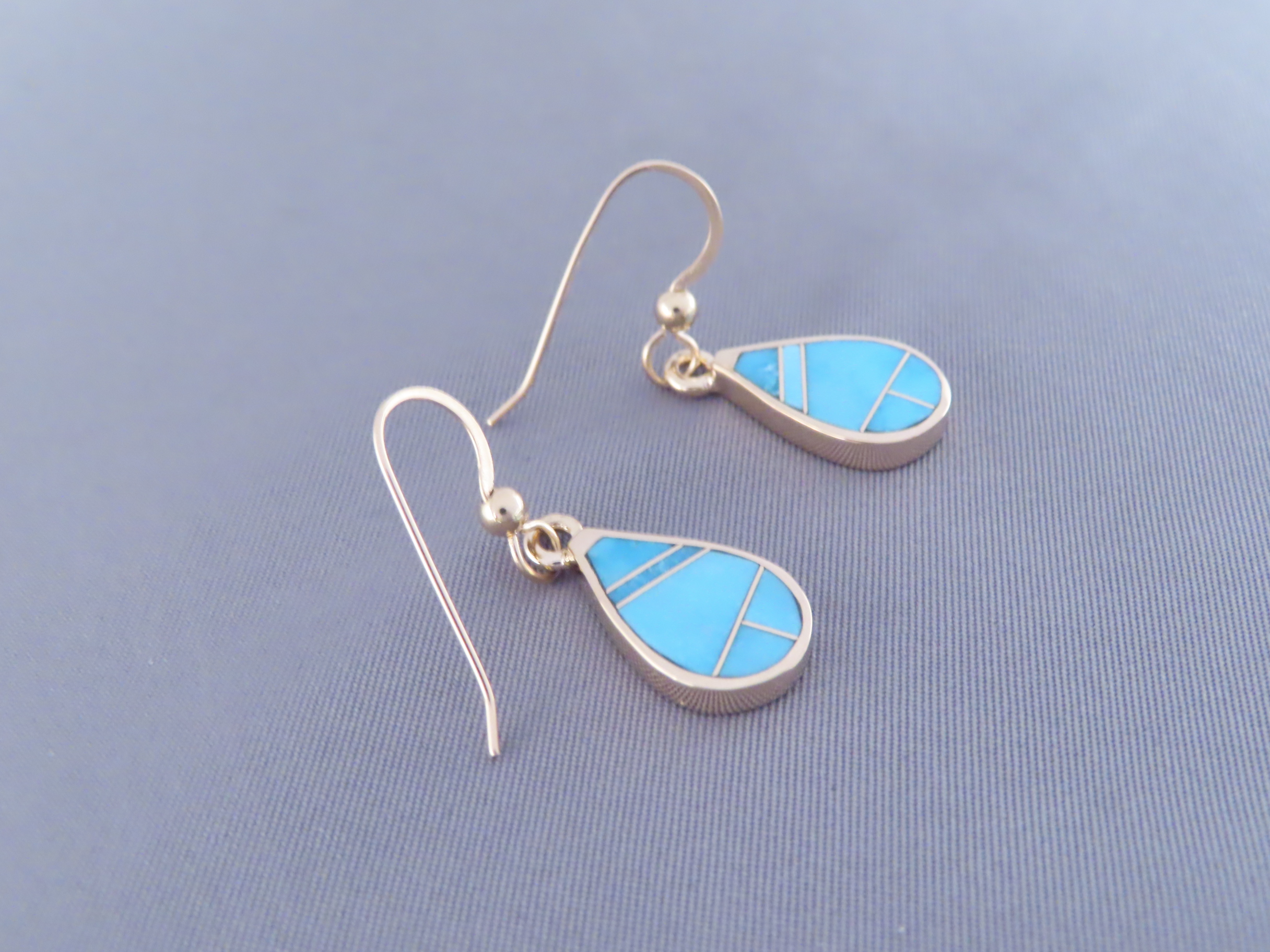 Gold & Turquoise Inlay Earrings