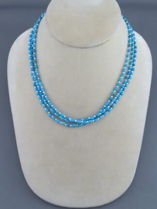 Small-Bead Sleeping Beauty Turquoise Necklace by Desiree Yellowhorse