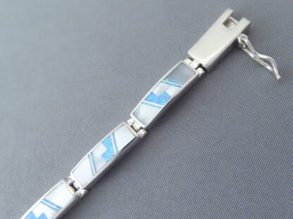 Detailed Multi-Stone Inlay Link Bracelet