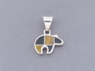 Multi-Stone Inlay Bear Pendant (small)