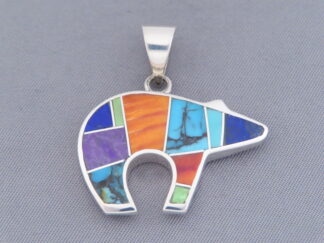 Inlaid Multi-Color BEAR Pendant (mid-size)