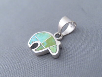 Smaller Green Turquoise Inlay Bear Pendant