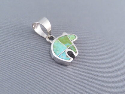 Smaller Green Turquoise Inlay Bear Pendant