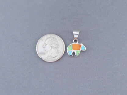 Colorful Multi-Stone Inlay Bear Pendant (small)