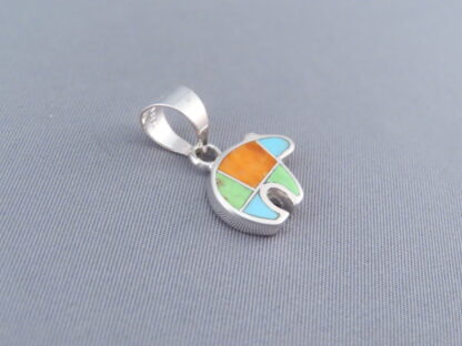 Colorful Multi-Stone Inlay Bear Pendant (small)