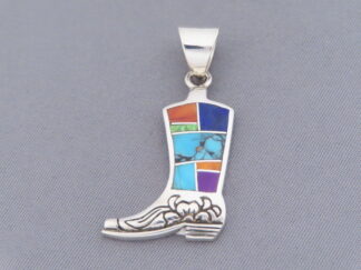 Multi-Color Inlay ‘Cowgirl Boot’ Pendant