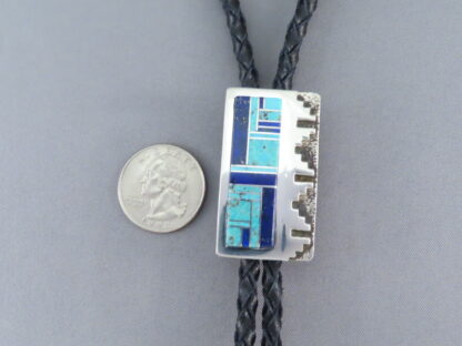 Inlaid Bolo Tie with Turquoise & Lapis by Tommy Jackson