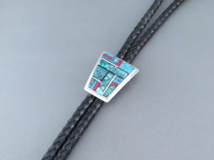 Inlaid Turquoise & Multi-Stone Bolo Tie