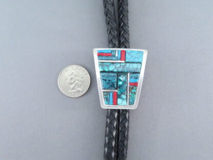 Inlaid Turquoise & Multi-Stone Bolo Tie