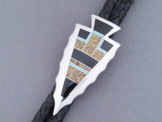 Inlaid Black Jade & Turquoise Inlay Bolo Tie – Arrowhead
