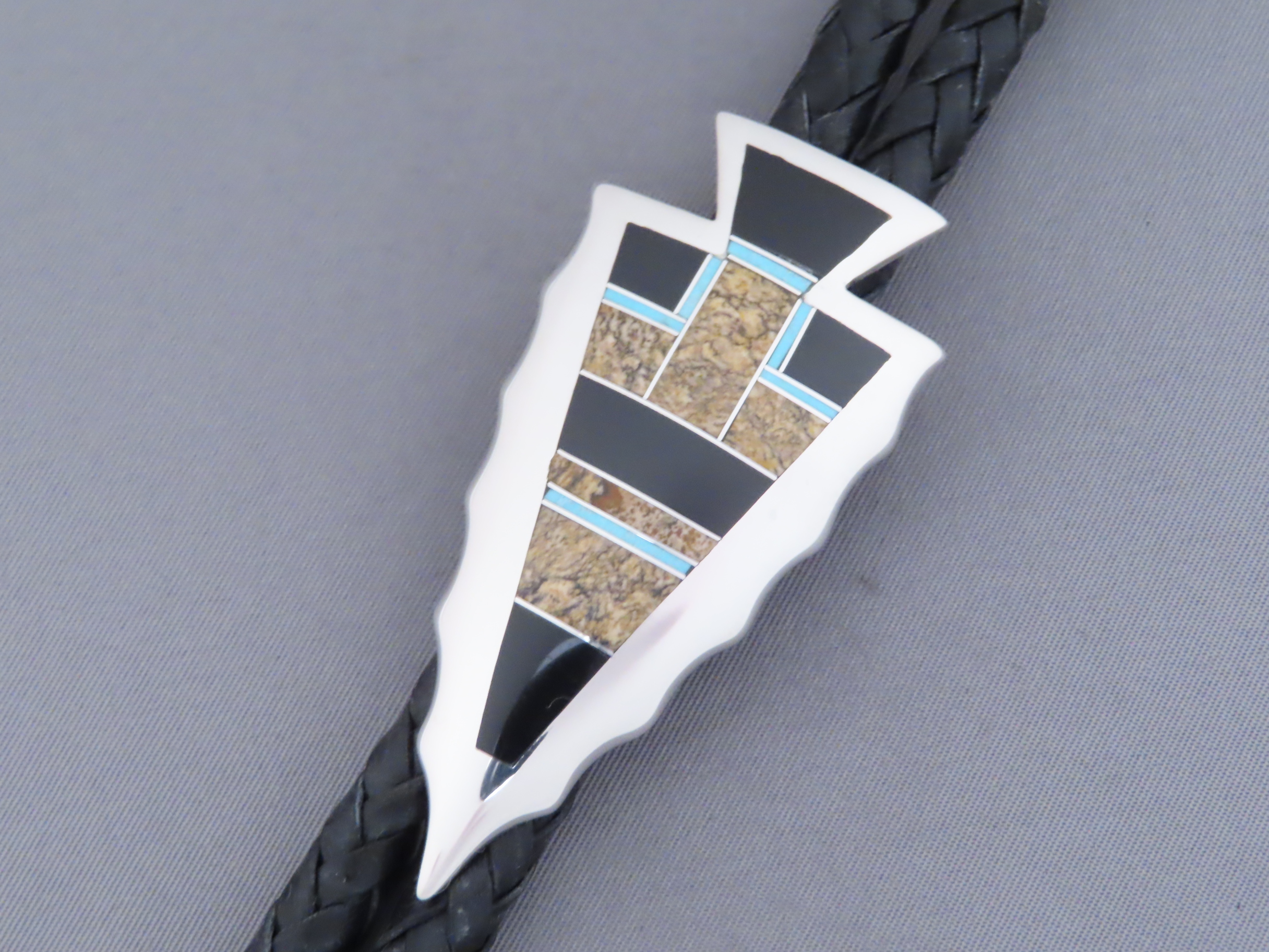 Inlaid Black Jade & Turquoise Inlay Bolo Tie – Arrowhead