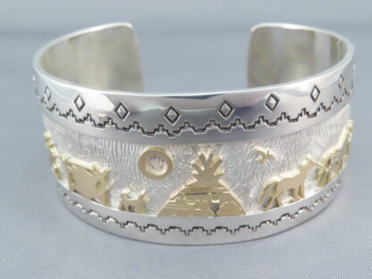 Gold & Silver ‘Storyteller’ Bracelet by Dina Huntinghorse (Large)