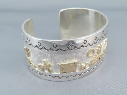 Gold & Silver ‘Storyteller’ Bracelet by Dina Huntinghorse (Large)