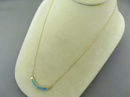 Delicate 14kt Gold Necklace with Turquoise Inlay