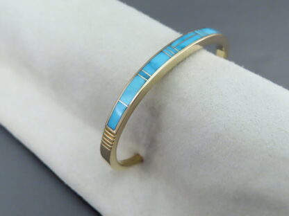 Gold & Turquoise Inlay Cuff Bracelet