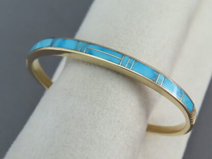 Gold & Turquoise Inlay Cuff Bracelet