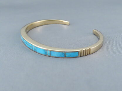 Gold & Turquoise Inlay Cuff Bracelet