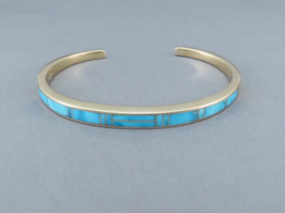 Gold & Turquoise Inlay Cuff Bracelet